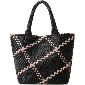 Fashion Woven Tote Bag, Sr Bag Soft Vegan Leather Hand-Woven T_T